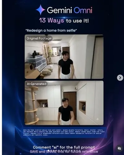 Original Instagram preview for Run practical video edits with Gemini Omni