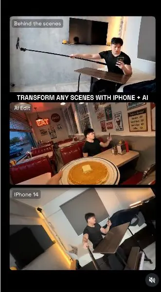 Original Instagram preview for Change locations inside a phone video with AI