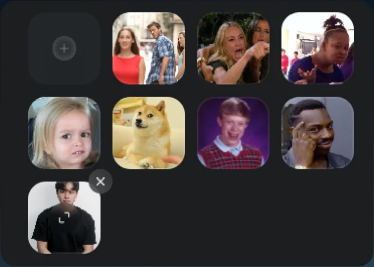Uploaded meme and character references