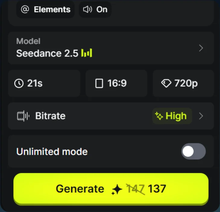 Generation settings