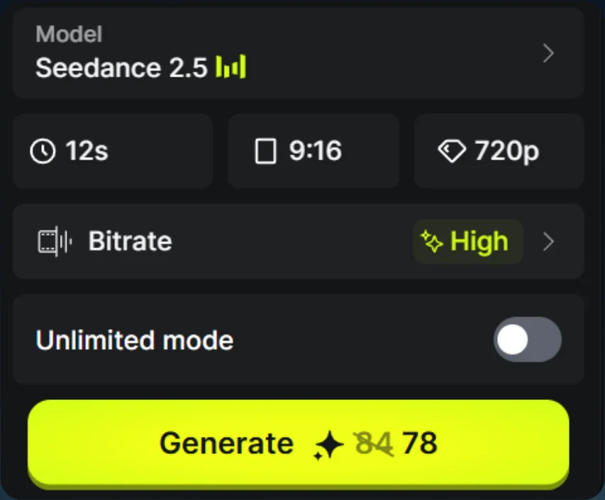 Generation settings