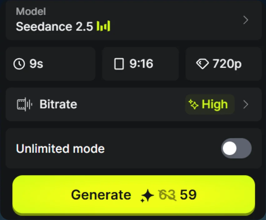Generation settings