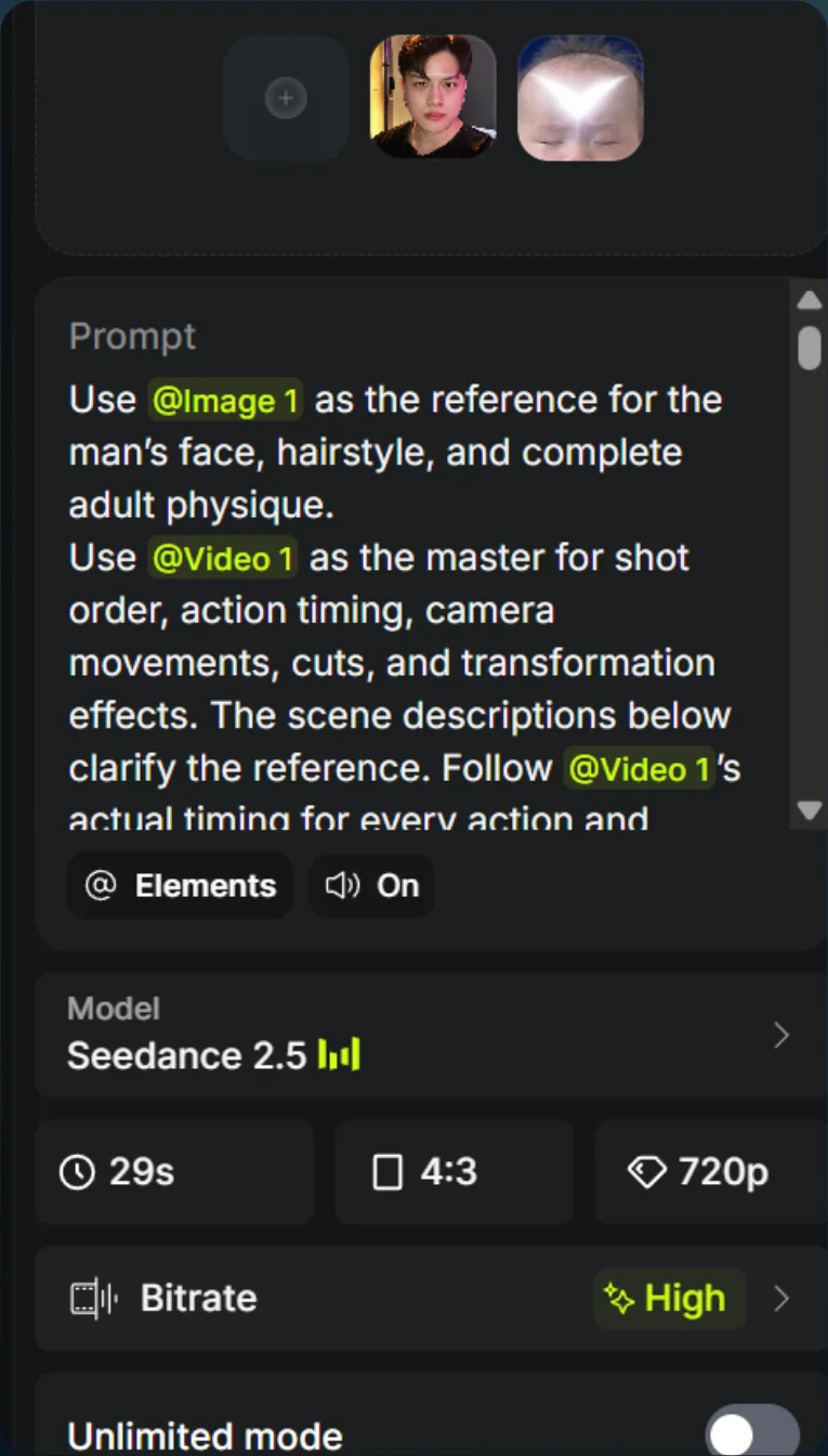 Prompt and generation settings
