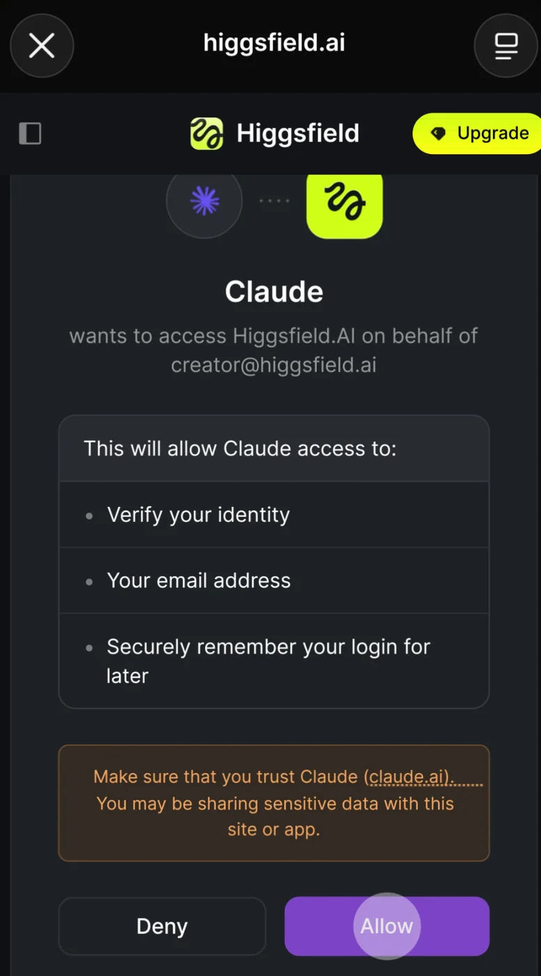 Connect Higgsfield